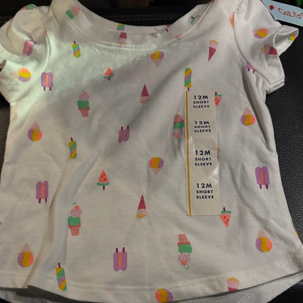 Cat & Jack Ice Cream Print Short Sleeve Tee - White
